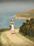 The Cliff Path by Edmund Blair Leighton, Oil on canvas, sold Dec 2021