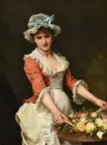 The Flower Girl by Michele Gordigiani, oil, sold Dec 2021