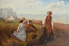 Children on a cliff top overlooking the seaOil on canvas49.5 x 75cm (19¼ x 29½ in.) by Alfred H. Green, oil, offered Dec 2021