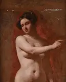 Study of a nudeOil on board laid to panelDated Nov [2?] 1837 and indistinctly inscribed (upper left)39 x 34cm (15¼ x 13¼ in.) by William Etty, oil, sold Dec 2021