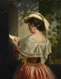 Portrait of a young ladyOil on canvasSigned (lower right)28.5 x 22cm (11 x 8½ in.)Condition Report: The canvas has not been lined by Carl Max Gerlach Quaedvlieg, oil, sold Dec 2021