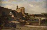 Pont Saint-Bénézet by Félix-Hippolyte Lanoüe, oil, sold Dec 2021