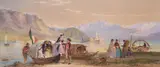 An excursion to Isola dei Pescatore Lago Maggiore by John Absolon, 1861, oil, sold Dec 2021