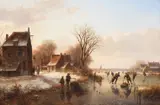 Snowy street scene by Willem Vester, 1872, oil, sold Dec 2021