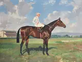 Portrait of the race horse Sachertorte by Pongracz Ignac, 1925, oil, sold Dec 2021
