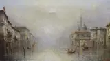 Venetian lagoon by James Salt, oil on canvas, sold Feb 2023
