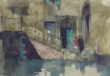 View of figures on a step in Venice by Henry Franks Waring, watercolour, sold Feb 2023