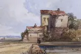 Rural view depicting figures and farmhouse, Southern France by William Callow, watercolour, sold Feb 2023