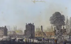 View of the City of Worcester, with cart, horse and figures, 12 x 19cm by George Heriot, watercolour, sold Feb 2023