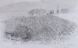 Ploughing, Brighton, Lewes, inscribed in pencil, provenance verso, 9 x 15cm by Albert Goodwin, etching, offered Feb 2023