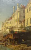 View of a Venetian backwater by James Whaite, oil on board, sold Feb 2023