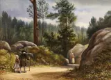 In the Forest of Fontainebleu, France by E.W. James, oil on board, sold Feb 2023