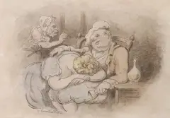The Drunkard by Thomas Rowlandson, ink and watercolour, sold Feb 2023