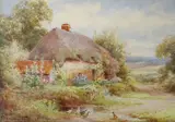 Ducks beside a cottage by Henry John Sylvester Stannard, watercolour, sold Feb 2023