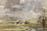 Blue Doors, Sussex by Malcolm Rogers, watercolour, sold Feb 2023