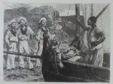 Sailors on a foreign shore by John Evan Hodgson, engraving, offered Feb 2023
