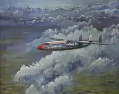 Air Speed Ambassador in flight by Gerald Coulson, oil on canvas, sold Feb 2023