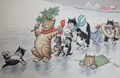 Humorous cats by Frederic George Lewin, ink and watercolour, sold Feb 2023