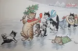 Humorous cats by Frederic George Lewin, ink and watercolour, sold Feb 2023