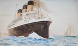 Illustrations of RMS Majestic and RMS Caernarvon by John Hemming Fry, watercolor, sold Feb 2023