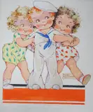 Humorous children by Agnes Richardson, watercolour and gouache, sold Feb 2023