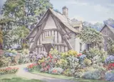 Original postcard designs of country by Albert Edward Hayes, watercolor, sold Feb 2023