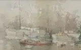 Misty morning on the Thames by Bernard Philip Batchelor, watercolour, offered Feb 2023