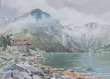Norwegian fjord scene by Frederick R. Fitzgerald, watercolour, offered Feb 2023