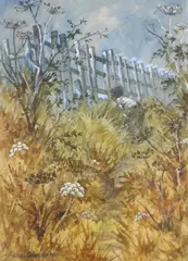 Coastal path in high summer by Michael Cadman, 1981, watercolour, offered Feb 2023