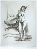 Nude female by Raphael Soyer, etching, sold Feb 2023