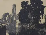 The Belfry, Bruges by Frank Brangwyn, lithograph, sold Feb 2023