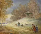 Snow on the Nower by Max Dunlop, watercolour, sold Feb 2023