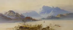 Loch scene by William Earp, watercolour, offered Feb 2023
