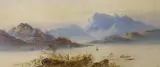 Loch scene by William Earp, watercolour, offered Feb 2023