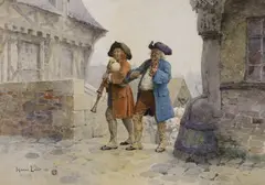 Street Musicians by Maurice Leloir, 1881, watercolour, sold Feb 2023