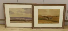 Sussex landscapes by Walter Robert Stewart Acton, watercolor, offered Feb 2023
