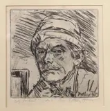 Self portrait No 3 by Llewelyn Petley Jones, etching, offered Feb 2023