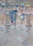 The Campo, Rainy Day by Bernard Dunstan, oil on board, sold Jan 2023