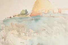 Hillside sketch by Robert Purvis Flint, watercolour, sold Jan 2023