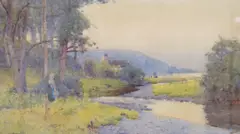 River landscape by Willy Stephenson, watercolour, offered Jan 2023