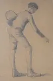 Sketch of a boy tennis player by Charles Agard, pencil on paper, sold Jan 2023