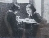 Les Brodeuses by Henri Fantin-Latour, lithograph, sold Jan 2023