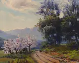 Italian hillside view by Daniel Grustan Ballarin, oil on canvas, offered Jan 2023
