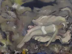 La Sommeil Eternel by John Michaux, oil on canvas, sold Jan 2023