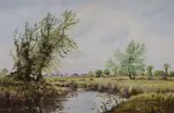 Fishing by Alwyn Crawshaw, oil on canvas, sold Jan 2023