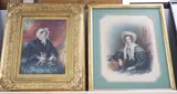 Portrait of a lady with a lap dog, 22 x 17cm, and another similar portrait of Mrs Baily, wife of Dr Bailey of Harwich, 27 x 21cm by William John Newton, watercolour, sold Jan 2023