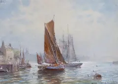 On the River Colne, Essex by Robert Malcolm Lloyd, watercolour, sold Jan 2023