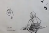 Sketch of Checetti, Diaghilev Ballet in England at The Sainsbury Centre black chalk and watercolour on paper signed 24 x 36cm by Laura Knight, watercolour on paper, sold Jan 2023