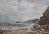 Beach scene by Thomas William Morley, watercolour, sold Jan 2023