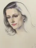 Portrait of a young female by Honor Earl, 1952, pastel on paper, sold Jan 2023